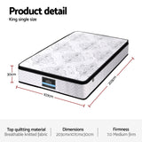 Giselle Bedding 30cm Mattress Pocket Spring Medium Firm Foam Euro Top King Single
